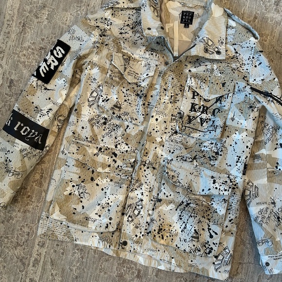 Punk Royal Black and White Individual Expression Splatter Military Jacket - Picture 1 of 15
